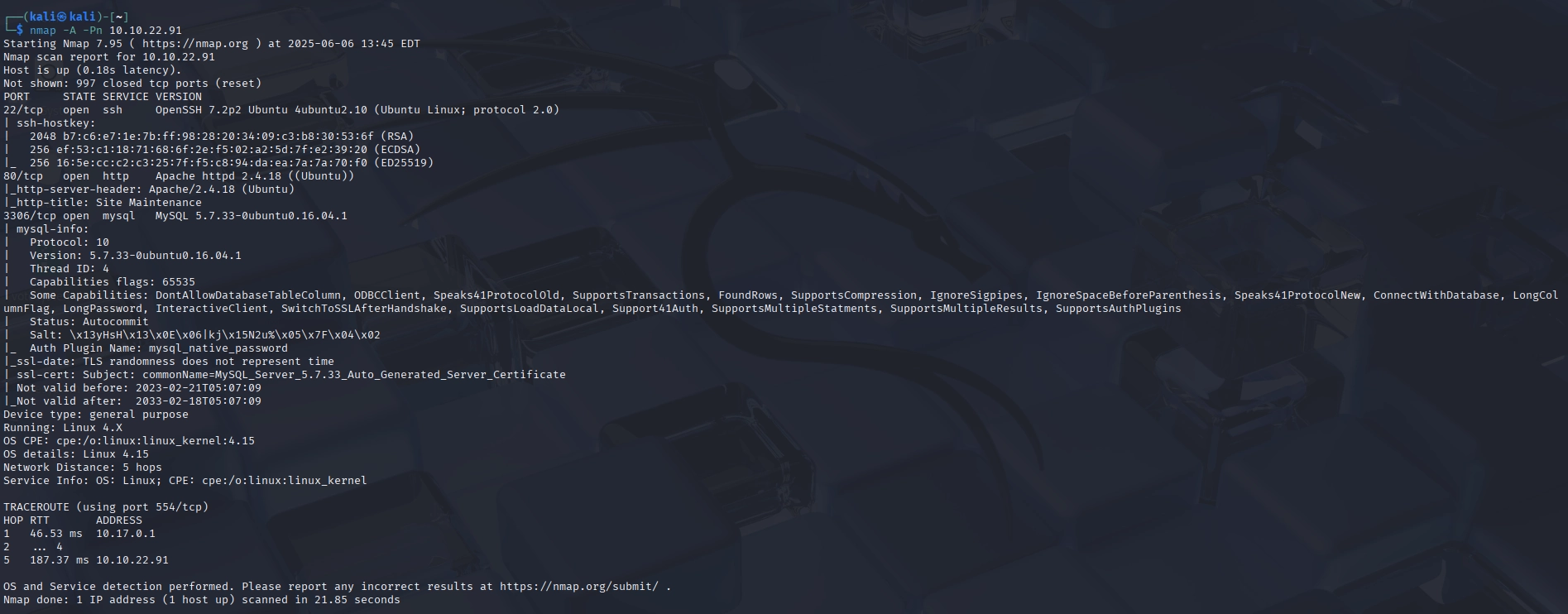 Nmap service enumeration from Prince’s penetration testing lab