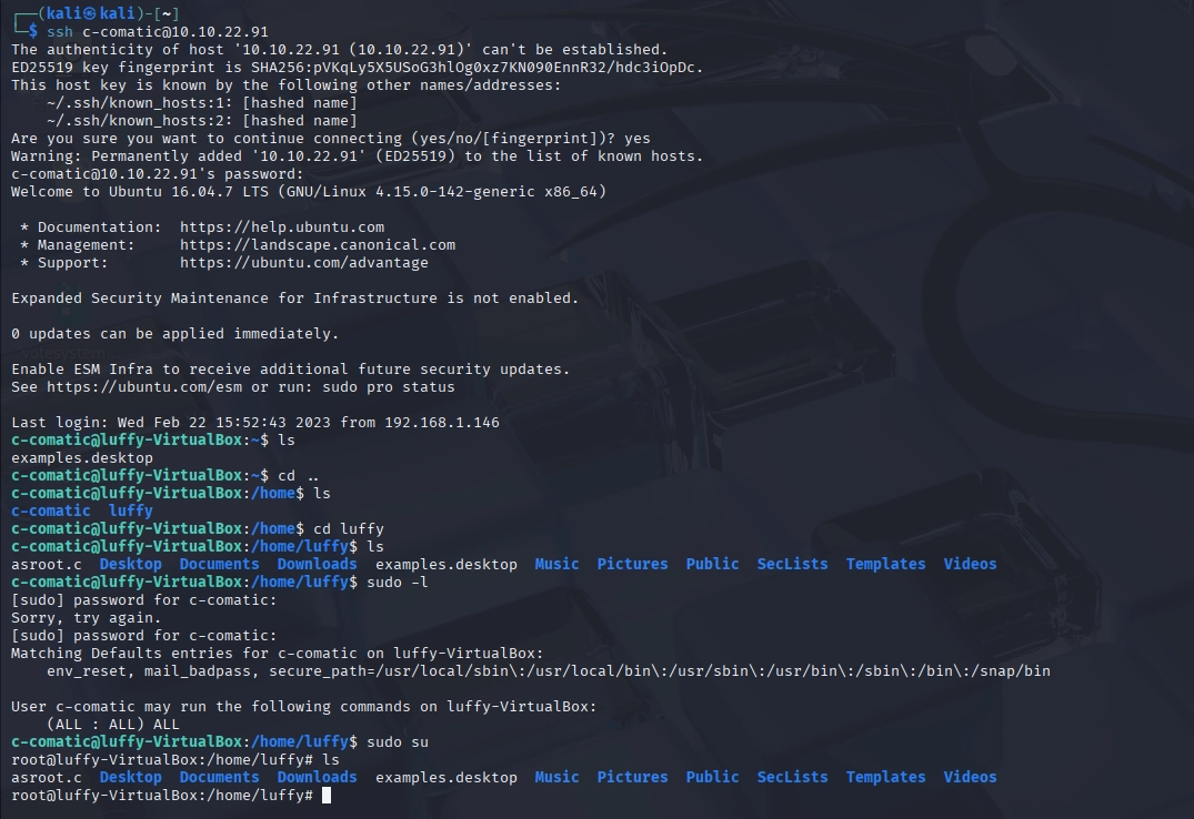 Privilege escalation evidence